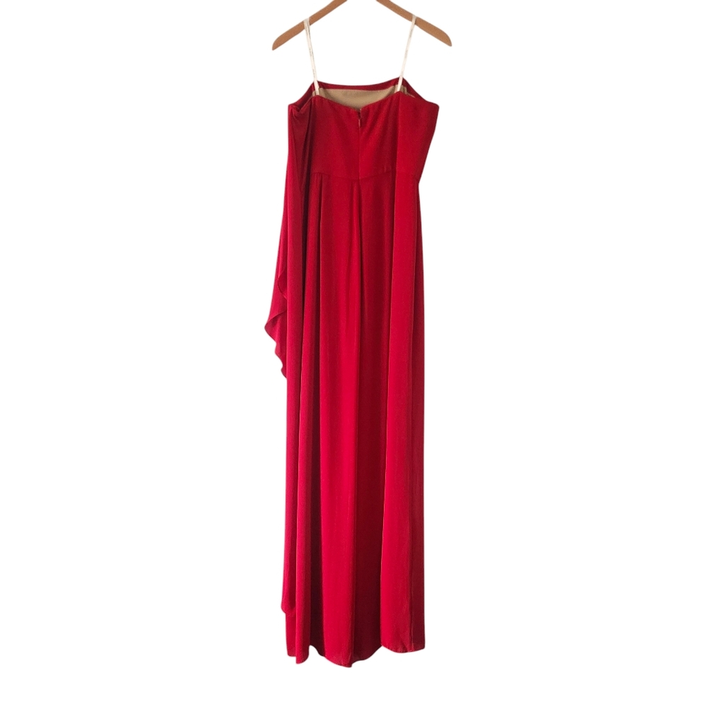 ❤️Host Pick! NWT Halston Heritage Red Strapless Draped Side Jumpsuit Size 10 - Picture 7 of 16